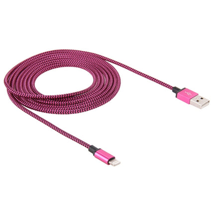 2m Woven Style 8 Pin to USB Sync Data / Charging Cable(Magenta)-garmade.com