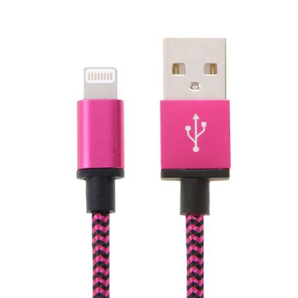 2m Woven Style 8 Pin to USB Sync Data / Charging Cable(Magenta)-garmade.com