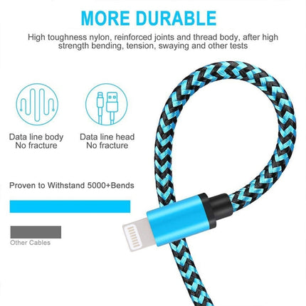 2m Woven Style 8 Pin to USB Sync Data / Charging Cable(Silver)-garmade.com