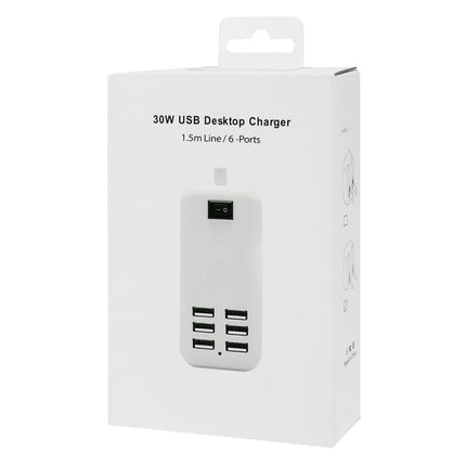6-Ports 30W 5V 6A High Compatibility USB Desktop Charger with Power Button(US Plug)-garmade.com