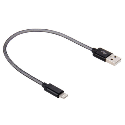 Net Style Metal Head USB to 8 Pin Data / Charger Cable, Cable Length: 25cm(Black)-garmade.com