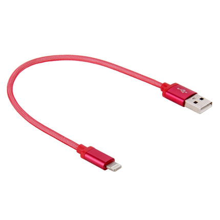 Net Style Metal Head USB to 8 Pin Data / Charger Cable, Cable Length: 25cm(Red)-garmade.com