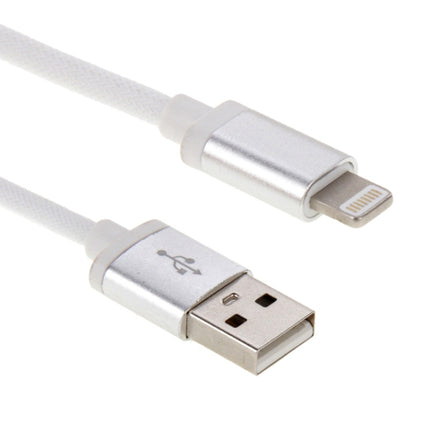 Net Style Metal Head USB to 8 Pin Data / Charger Cable, Cable Length: 25cm(White)-garmade.com