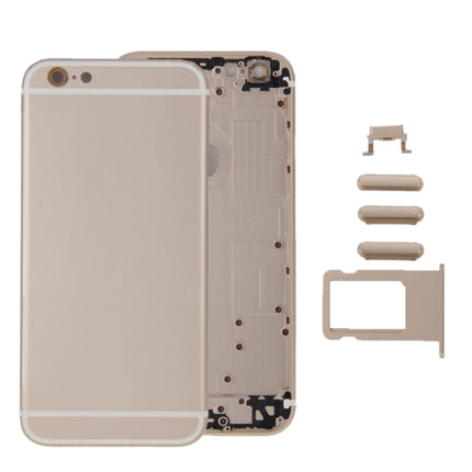 6 in 1 for iPhone 6 Plus (Back Cover + Card Tray + Volume Control Key + Power Button + Mute Switch Vibrator Key + Sign) Full Assembly Housing Cover(Gold)-garmade.com
