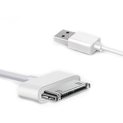 30 Pin Male to USB Male Charging & Data Sync Cable for iPad / 2 / 3, iPhone 4 & 4s, iPod Nano, iPod Touch, Length: 1m(White)-garmade.com