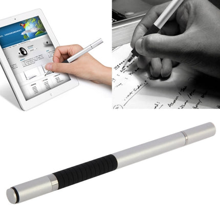 2 in 1 Stylus Touch Pen + Ball Pen for iPhone 6 & 6 Plus / 5 & 5S & 5C, iPad Air 2 / iPad mini 1 / 2 / 3 / New iPad (iPad 3) / iPad and All Capacitive Touch Screen(Silver)-garmade.com