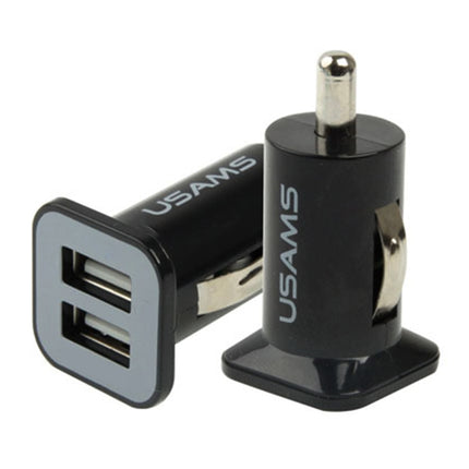 USAMS High Performance 2.1A + 1A Dual USB Port Car Charger for iPad Air 2 & Air & 4, iPhone 6 & 6 Plus & 5C & 5S & 4 & 4S, iPod touch, Galaxy Tablet / Note Series and Other Mobile Phone, Navigators(Black)-garmade.com