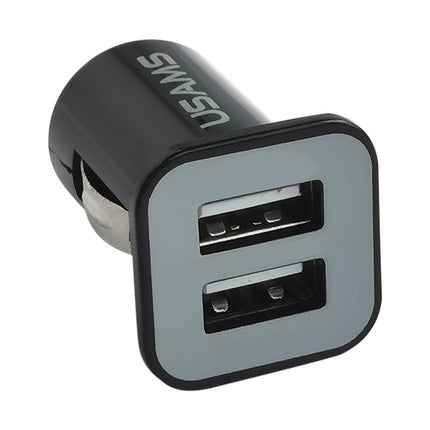 USAMS High Performance 2.1A + 1A Dual USB Port Car Charger for iPad Air 2 & Air & 4, iPhone 6 & 6 Plus & 5C & 5S & 4 & 4S, iPod touch, Galaxy Tablet / Note Series and Other Mobile Phone, Navigators(Black)-garmade.com