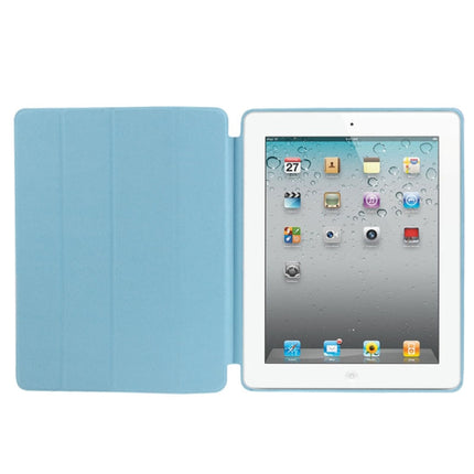 4-folding Slim Smart Cover Leather Case with Holder & Sleep / Wake-up Function for iPad 4 / New iPad (iPad 3) / iPad 2(Blue)-garmade.com