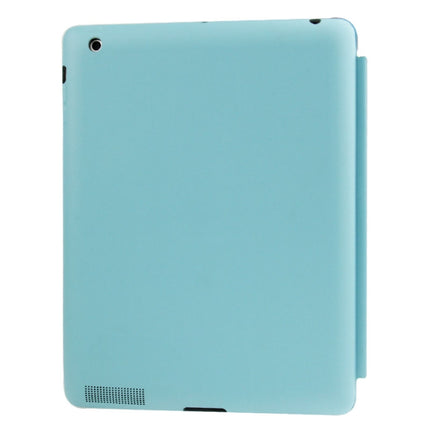 4-folding Slim Smart Cover Leather Case with Holder & Sleep / Wake-up Function for iPad 4 / New iPad (iPad 3) / iPad 2(Blue)-garmade.com