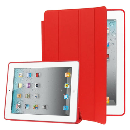 4-folding Slim Smart Cover Leather Case with Holder & Sleep / Wake-up Function for iPad 4 / New iPad (iPad 3) / iPad 2(Red)-garmade.com