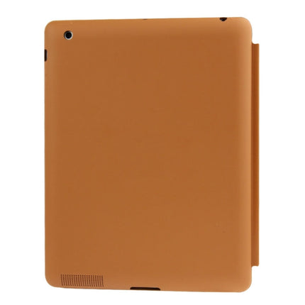 4-folding Slim Smart Cover Leather Case with Holder & Sleep / Wake-up Function for iPad 4 / New iPad (iPad 3) / iPad 2(Brown)-garmade.com