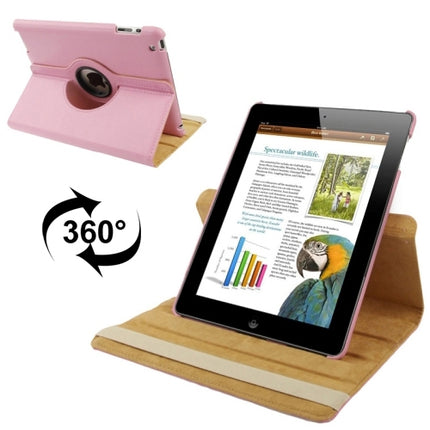 360 Degree Rotatable Leather Case with Sleep / Wake-up Function & Holder for New iPad (iPad 3)(Pink)-garmade.com