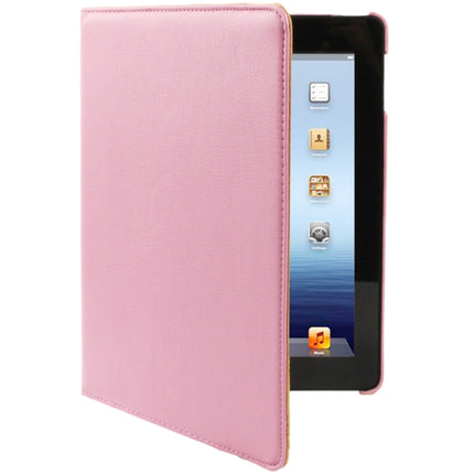 360 Degree Rotatable Leather Case with Sleep / Wake-up Function & Holder for New iPad (iPad 3)(Pink)-garmade.com
