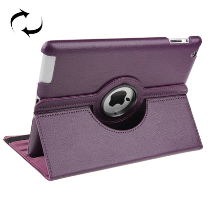 360 Degree Rotatable Leather Case with Sleep / Wake-up Function & Holder for New iPad (iPad 3)(Purple)-garmade.com