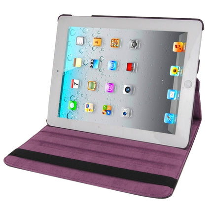 360 Degree Rotatable Leather Case with Sleep / Wake-up Function & Holder for New iPad (iPad 3)(Purple)-garmade.com