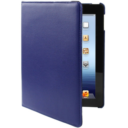 360 Degree Rotatable Leather Case with Sleep / Wake-up Function & Holder for New iPad (iPad 3), Sapphire Blue-garmade.com