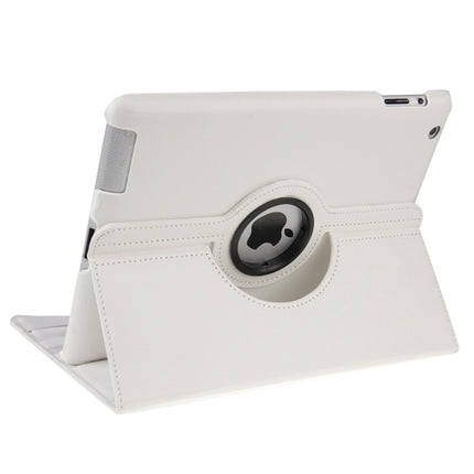 360 Degree Rotatable Leather Case with Sleep / Wake-up Function & Holder for New iPad (iPad 3)(White)-garmade.com