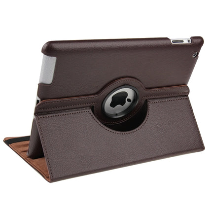 360 Degree Rotatable Leather Case with Sleep / Wake-up Function & Holder for New iPad (iPad 3)(Brown)-garmade.com