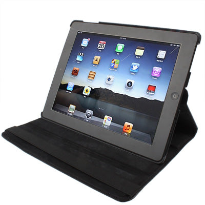 360 Degree Rotatable PU Leather Case with Sleep / Wake-up Function & Holder for New iPad (iPad 3) / iPad 2 / iPad 4, Black(Black)-garmade.com