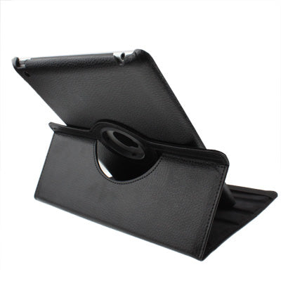 360 Degree Rotatable PU Leather Case with Sleep / Wake-up Function & Holder for New iPad (iPad 3) / iPad 2 / iPad 4, Black(Black)-garmade.com