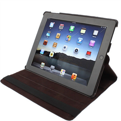 360 Degree Rotatable PU Leather Case with Sleep / Wake-up Function & Holder for New iPad (iPad 3) / iPad 2 / iPad 4, Coffee(Coffee)-garmade.com