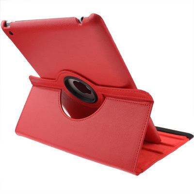 360 Degree Rotatable PU Leather Case with Sleep / Wake-up Function & Holder for New iPad (iPad 3) / iPad 2, Red(Red)-garmade.com