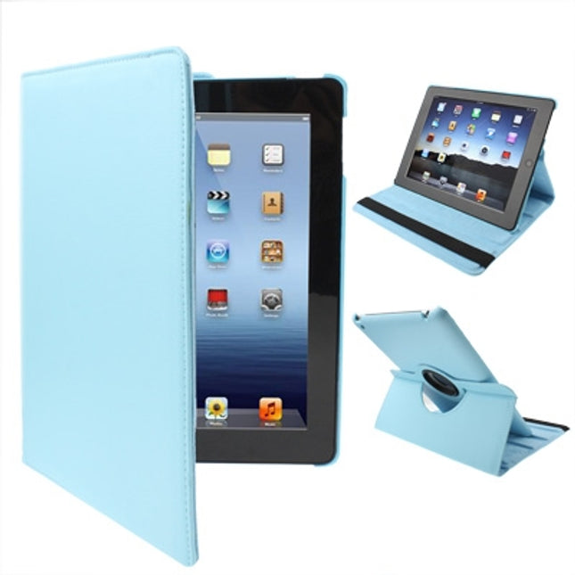 360 Degree Rotatable PU Leather Case with Sleep / Wake-up Function & Holder for New iPad (iPad 3) / iPad 2, Baby Blue-garmade.com