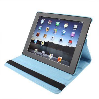 360 Degree Rotatable PU Leather Case with Sleep / Wake-up Function & Holder for New iPad (iPad 3) / iPad 2, Baby Blue-garmade.com
