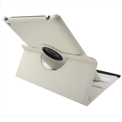 360 Degree Rotatable PU Leather Case with Sleep / Wake-up Function & Holder for New iPad (iPad 3) / iPad 2 / iPad 4, White(White)-garmade.com