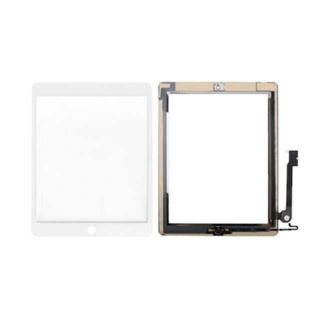 Controller Button + Home Key Button PCB Membrane Flex Cable + Touch Panel Installation Adhesive Touch Panel for iPad 4(White)-garmade.com