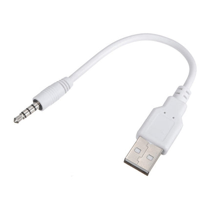 USB to 3.5mm Jack Data Sync & Charge Cable for iPod Shuffle 1st /2nd /3rd Generation, Length: 15.5cm(White)-garmade.com