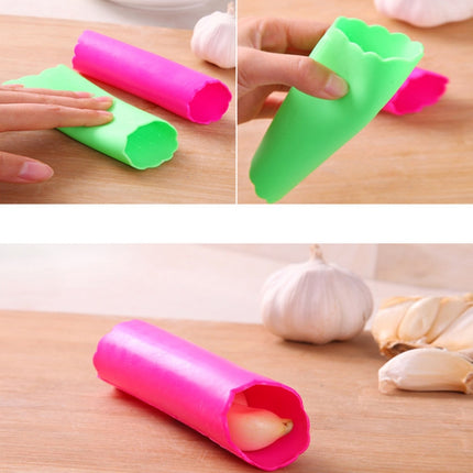 5 PCS Soft Resin Tube Shaped Reusable Magic Handheld Rolling Garlic Peeler Kitchen Tools (Random Color Delivery)-garmade.com