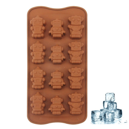 Lovely Robot Shape 12-Grid Ice Cube Tray(Brown)-garmade.com