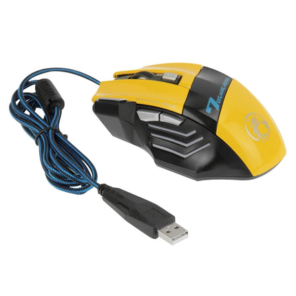 7 Buttons with Scroll Wheel 5000 DPI LED Wired Optical Gaming Mouse for Computer PC Laptop(Yellow)-garmade.com