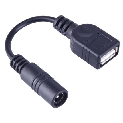 5.5 x 2.1mm DC Female to USB AF DC Male Power Connector Cable for Laptop Adapter, Length: 15cm(Black)-garmade.com