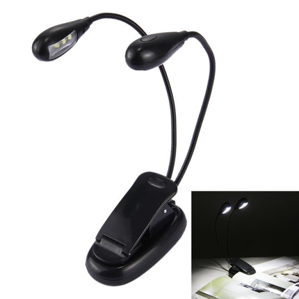 2 Arm LED Book Light, Dual Arms Clip On LED Light For Reading Camping Hiking(Black)-garmade.com