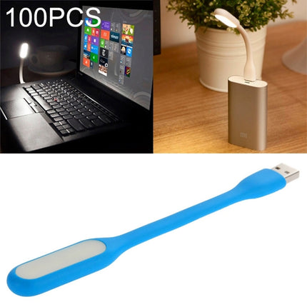100 PCS Portable Mini USB 6 LED Light, For PC / Laptops / Power Bank, Flexible Arm, Eye-protection Light(Blue)-garmade.com