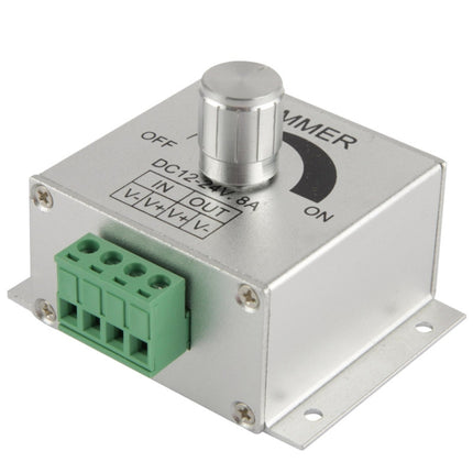 Aluminum Single Color Dimmer Switch LED Dimmer Controller for Strip Light DC12-24V, Output Current: 8A(Silver)-garmade.com