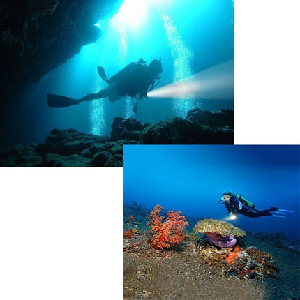 5 x CREE XPE 15W Diving Flashlight, 5000 LM UV Purple Light, Diving Depth: 150m (Black)-garmade.com