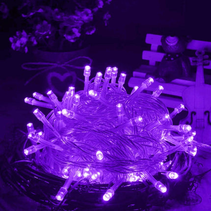 Waterproof String Light, Length: 10m, 100 LED, Flashing / Fading / Chasing Effect, with Controller, AC 220V, EU Plug(Purple Light)-garmade.com