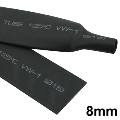8mm Woer Flexible RSFR-H VW-1 Heat Shrink Tube, 125℃, Length: 10m (Black)-garmade.com