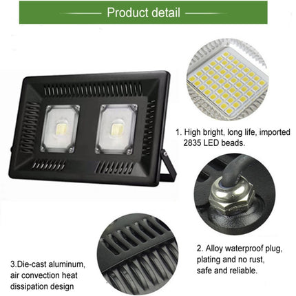 100W Waterproof LED Floodlight Lamp, 2 x 48 LED SMD 2835, Luminous Flux: > 8000LM, PF > 0.9, RA > 80, AC 90-140V(Warm White)-garmade.com