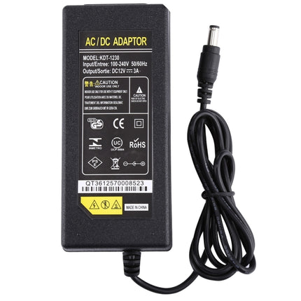 EU Plug 12V 3.0A Portable Power AC Adapter for LED, Output Tips: 5.5 x 2.5mm-garmade.com