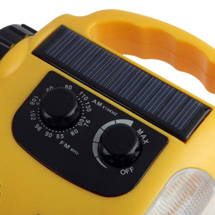 Solar Power Dynamo Hand Cranked Lantern Rescue Light , Multi-function Outdoor Emergency 5 LED Flashlight with AM / FM Radio-garmade.com