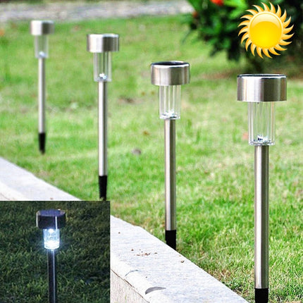 Solar Energy Outdoor Lawn Lamp, Stainless Steel White Light-garmade.com