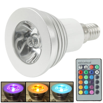 E14 3W RGB Flash LED Light Bulb, Luminous Flux: 240-270lm, with Remote Controller, AC 85-265V-garmade.com