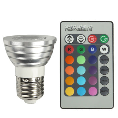 E27 3W RGB Flash LED Light Bulb with Remote Controller, AC 85-265V, Luminous Flux: 240-270lm-garmade.com