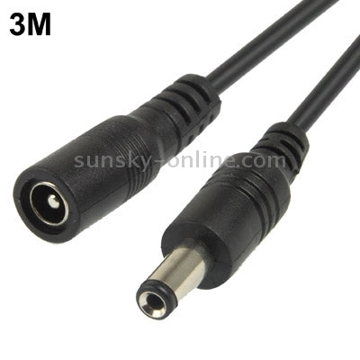 5.5 x 2.1mm DC Power Female Barrel to Male Barrel Connector Cable for LED Light Controller, Length: 3m(Black)-garmade.com