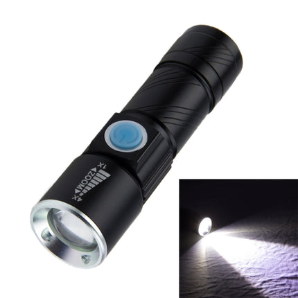 White Light Retractable Flashlight, Cree Q5 LED 3-Mode with Lanyard(Black)-garmade.com